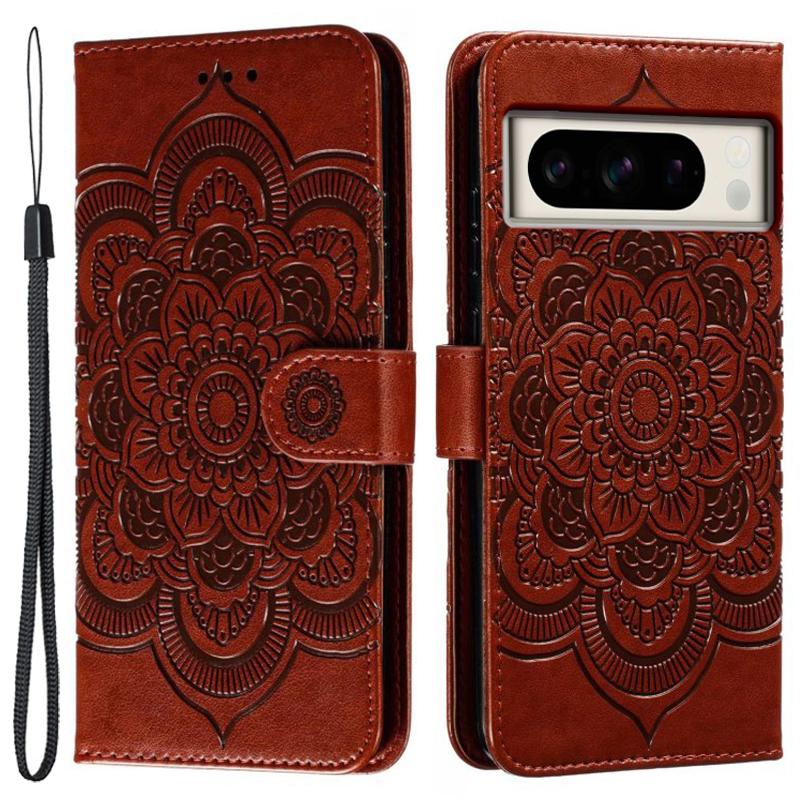 For Google Pixel 8 Pro Case PU Leather Mandala Imprinted Design Wallet Phone Cover