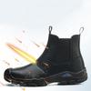 Men Casual Steel Toe Covers Work Safety Boots Slip-on Genuine Leather Welding Shoes Worker Ankle Botas Safe Footwear Protection