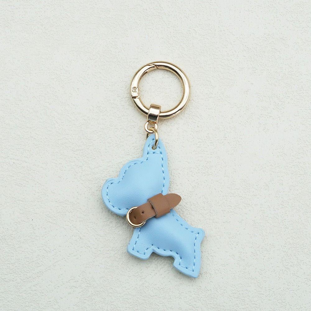 Animal Dog Bulldog Keychain French Bulldog Bag Pendant Lovely PU Leather Dog Hanger  Women
