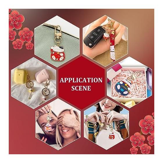 PH PandaHall 8 Pieces Lucky Cat Keychain Key Ring Smartphone Strap Carp Banner with Nasukan Japanese Style Cute Cat Pendant Wallet Bag Decoration