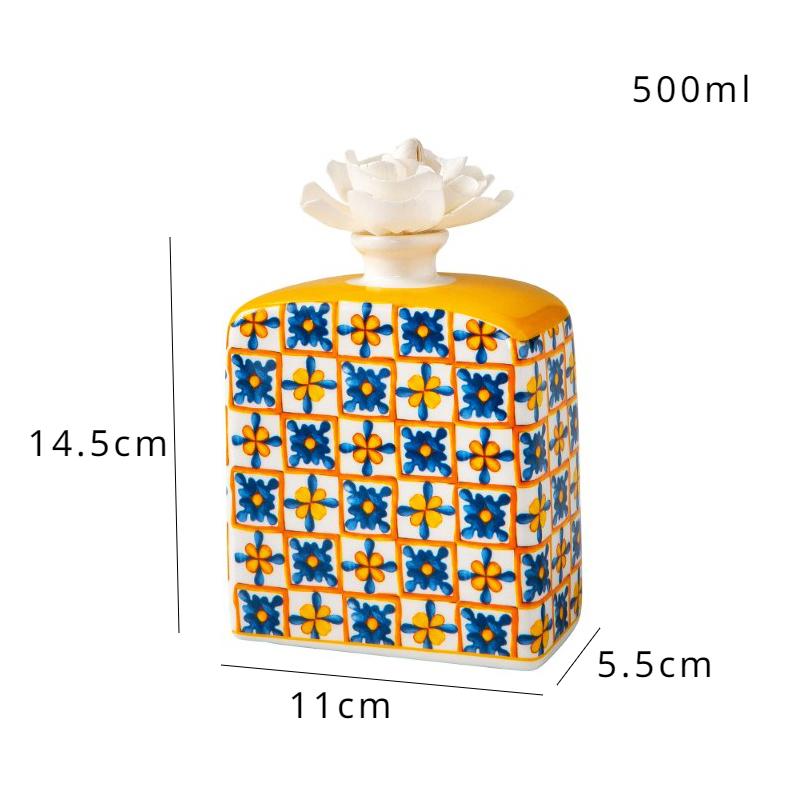 Маленькая керамическая ваза Бутылочка для ароматерапии Пустой декоративный композитор 500ml жёлтый