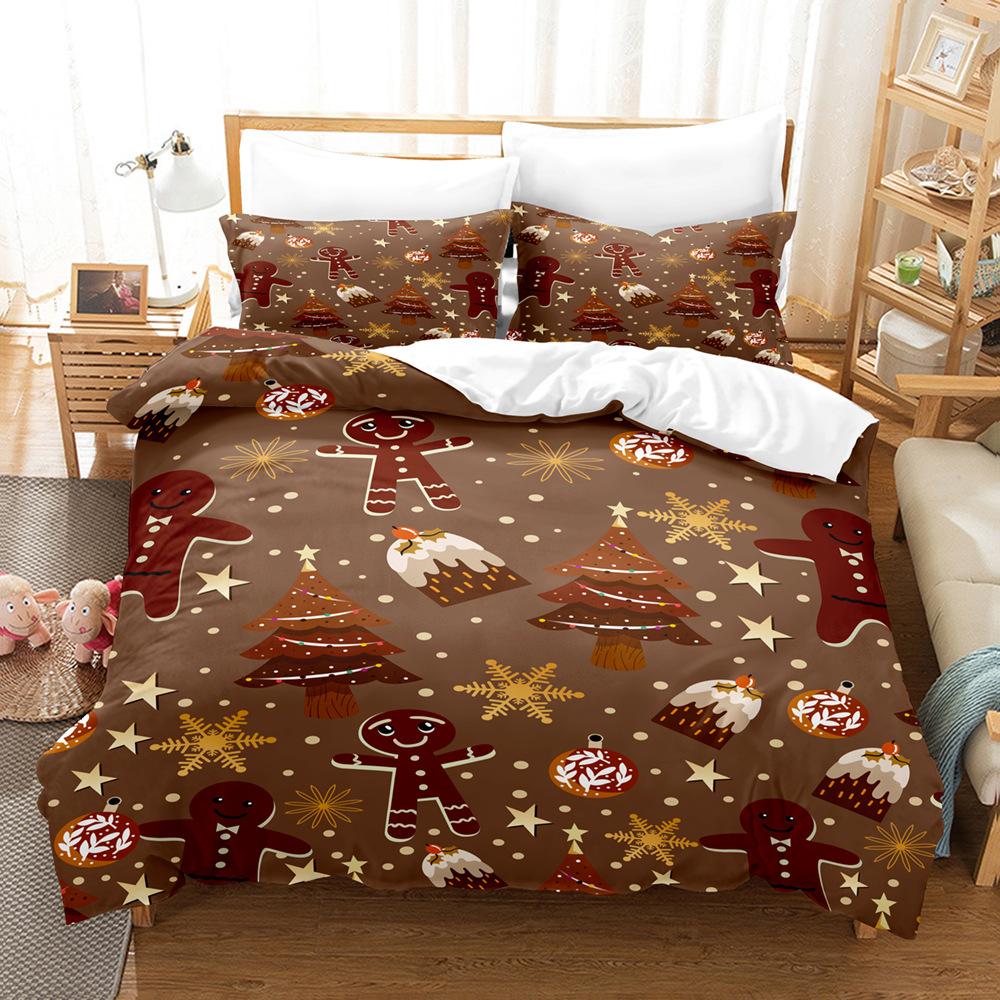 3D Merry Christmas Bedding Set King Queen Bed Down Duvet Cover Pillowcase 2/3pcs Happy New Year Bedcover Luxury Home Textile Gift