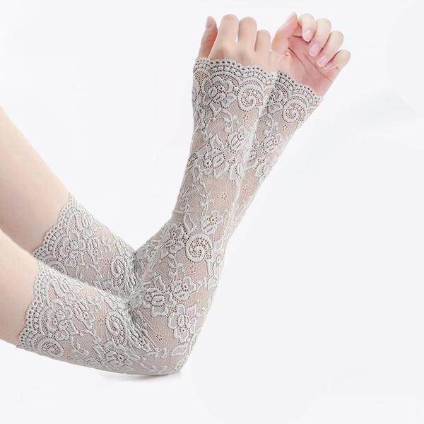 Lace Arm Cover Sun Protection Ice Cover Summer Women Driving Gloves Outdoor Breathable Elastic Half Finger Long Cover