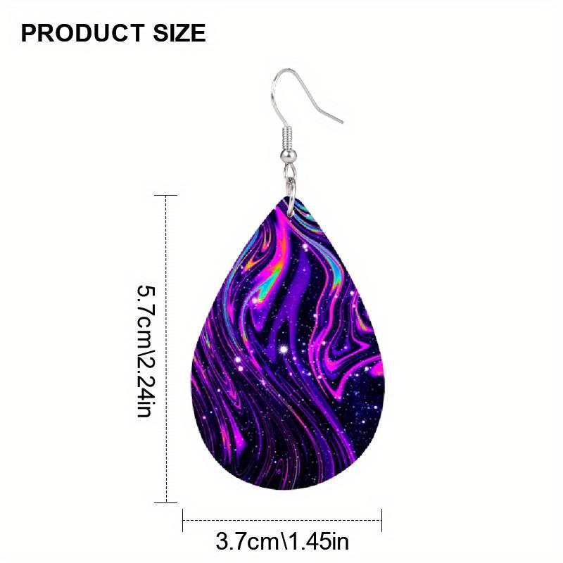 Abstract Purple Water Flow Pattern PU Leather Earrings  Lightweight Earrings Trendy Female Earrings Fashion Earring Jewelry for  Parties Gifts