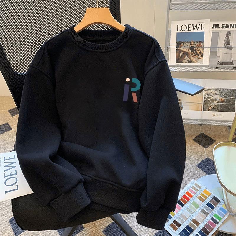 Mens Long Sleeve Fleece Crew Neck Casual Loose Pullover Sweatshirt Streetwear Print Tops
