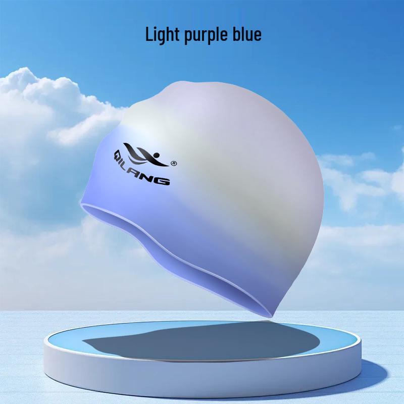 Qilang Waterproof Silicone Swim Cap for Adults & Kids - 50g, Long Hair Compatible, Custom Logo Available