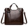 Retro PU Leather Handbags for Women Flower Decor Women's Shoulder Bag Leather Tote Bag
