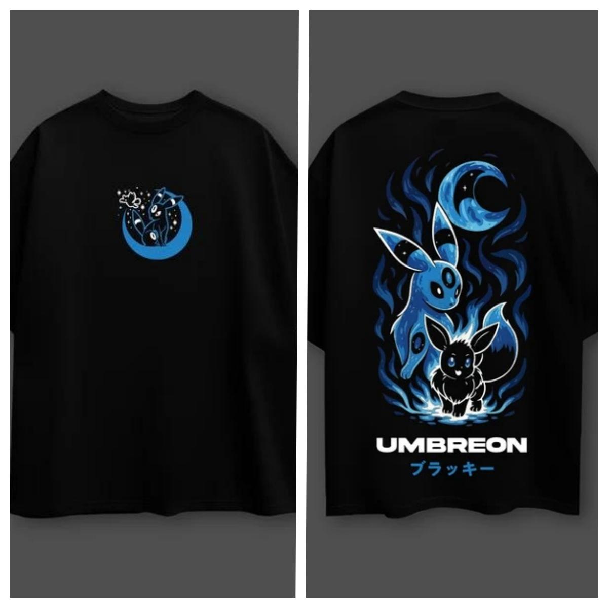 

Pokémon Anime Umbreon Printed Oversized Black Cotton Tshirt Men and Women Breathable High Quality Y2K Short Sleeve Tshirt 3XL