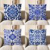 Home Decor Blue Floral Pattern Decorative Throw Pillow Pattern Cushion Cover Suitable For Sofa Bedroom Car Pillow Cover