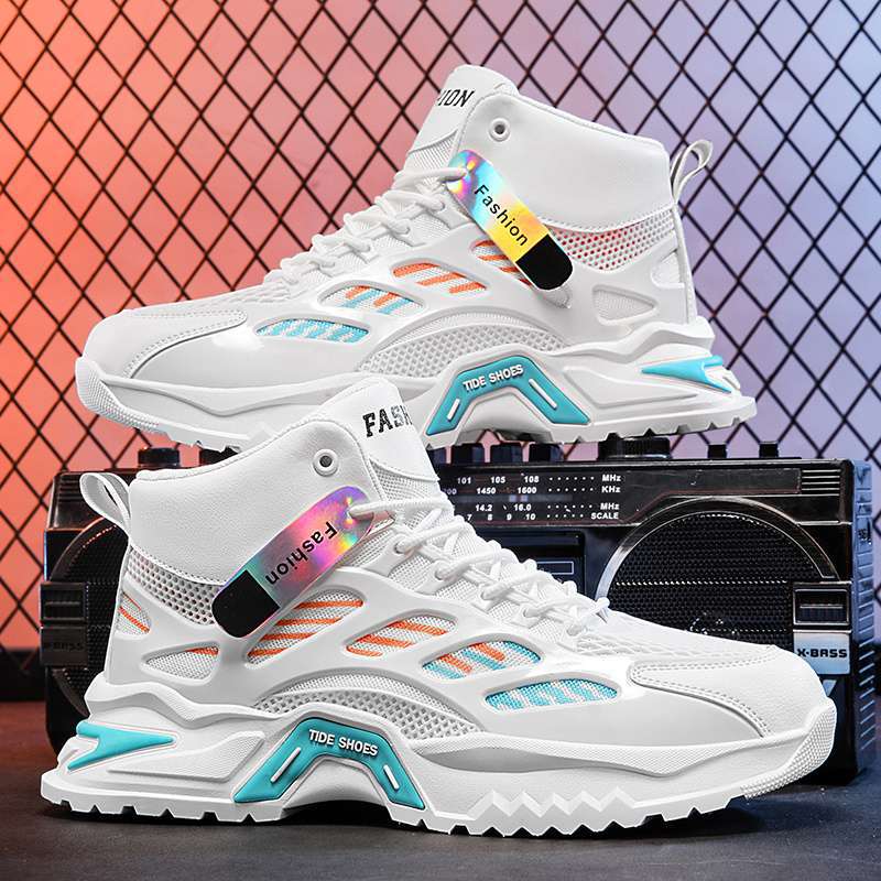 Herrenschuhe Sommer atmungsaktiv 2025 neu Jugend High-Top Sport Freizeit Laufen Mesh Deodorant höhenvergrößernd Papa-Schuhe