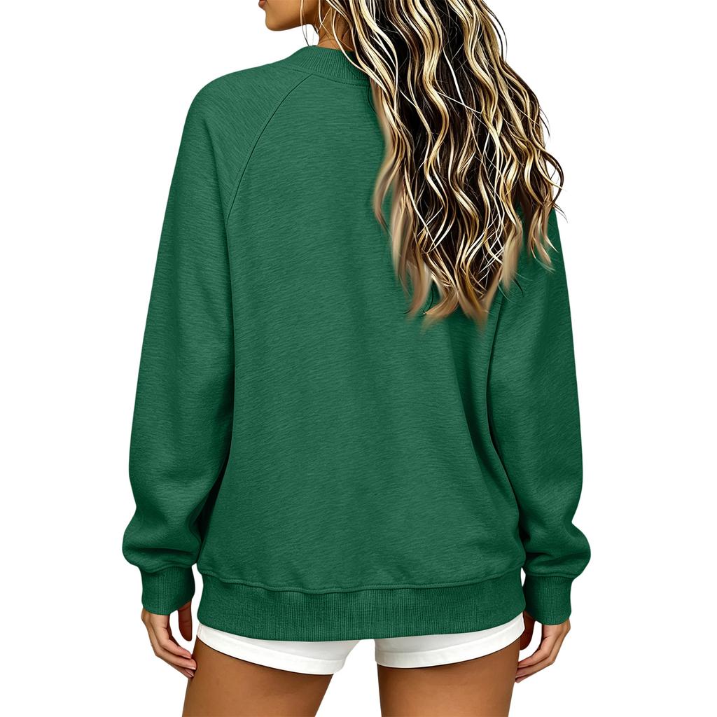 Women's Casual V-Neck Long Sleeve Sweatshirt Top for Everyday Wear