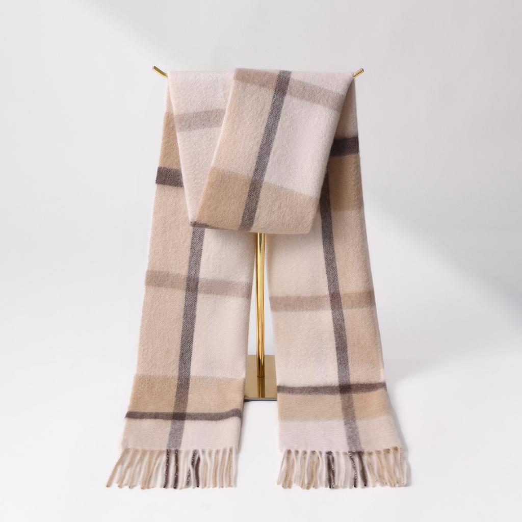 Winter 100% Cashmere Scarf Women Tassels Warmer Shawls And Wraps Echarpe Pashmina Ladies Camel Plaid Scarves