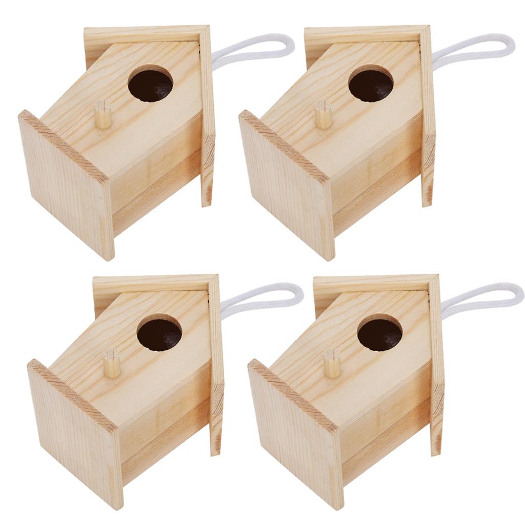 4Pcs Mini Outdoor Hängen Holz Vogel Haus Nester Käfig Ornament für Garten Balkon