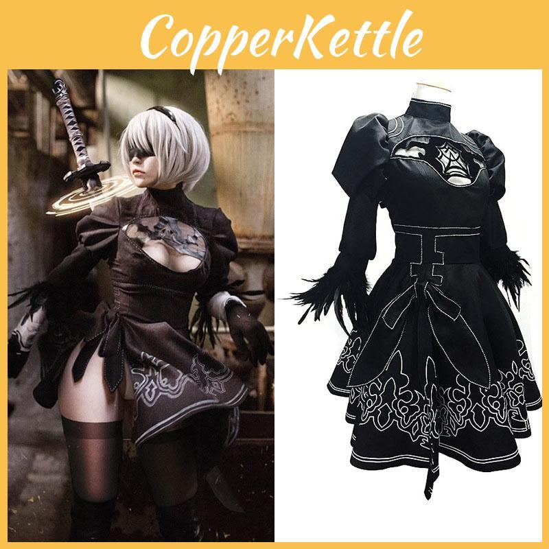 Yorha Nierautomata 2b No 2 Heroine Cosplay Costume Dress With Glove Eyepatch