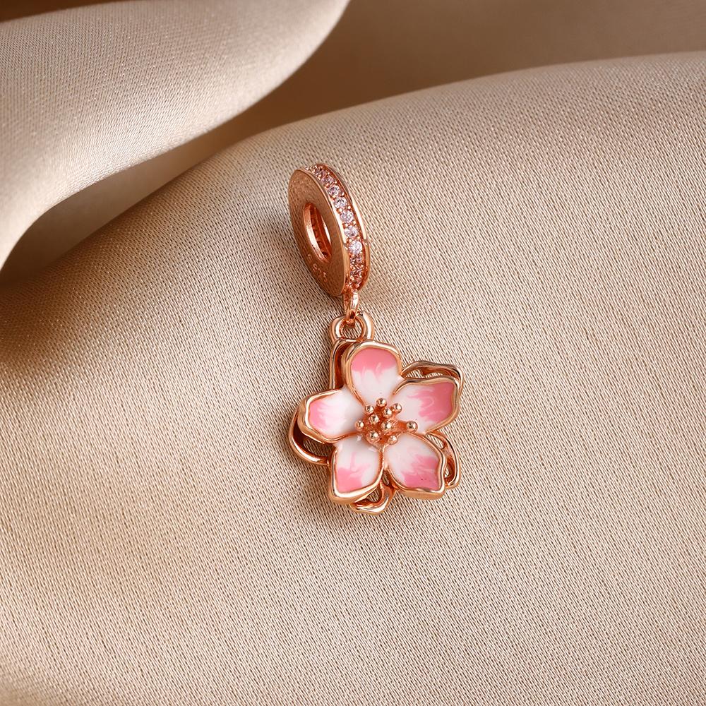 Spring Series Butterfly Pendant Clip Beads Earrings 925Silver Colored Inlaid Stone Fit Exquisite Bracelet Women DIY Jewelry Charm