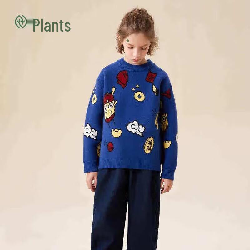 

Zhimu Boys Jacquard Round Neck Festive Winter Sweater 110