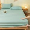 Solid Color Brushed Fitted Bed Sheet Set Soft Comfortable Non Slip Mattress Protector Cover for Single Double Cotton Fitted Sheet Soild Color