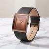 Men's Square Analog Quartz Watch Coffee Brown Leather Strap Antique Style Waterproof Fashion Wristwatch