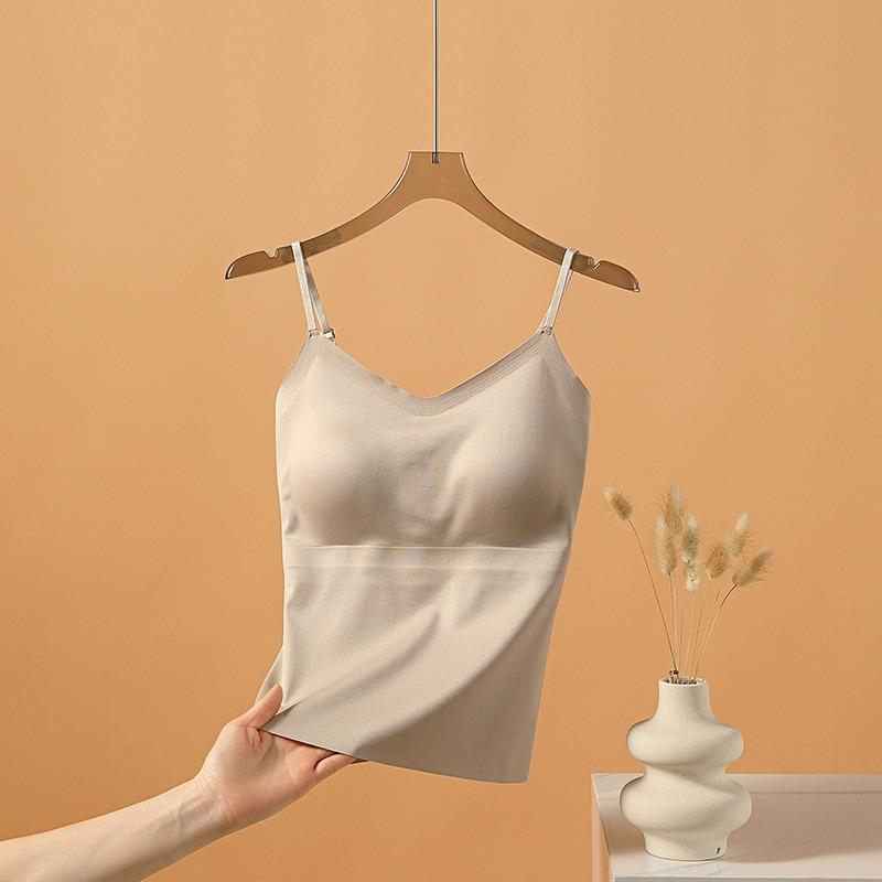 Canottiera da Donna con Spalline Sottili e Reggiseno Imbottito Integrato Top Interno Pezzo Unico