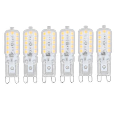 Lot de 6 ampoules LED G9 5 W, couvercle transparent, 22 LED, intensité variable, pour plafonnier, applique murale