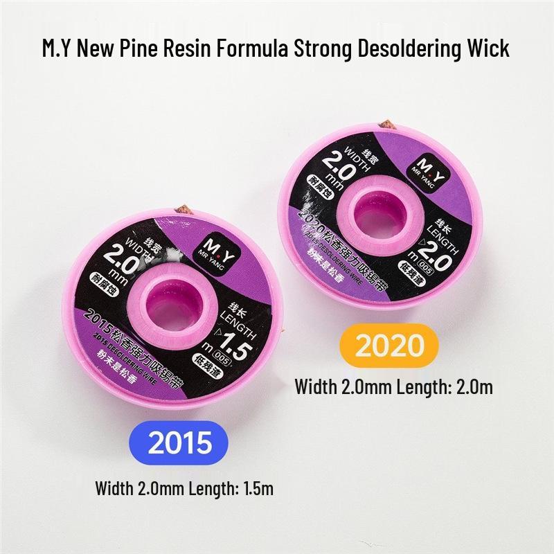 

M.Y New Rosin Desoldering Wick: Strong, No-Residue, Fast Adsorption, Excellent Thermal Conductivity, Cleans Joints, Removes Solder Dross. 2015 [Pink Bottle]