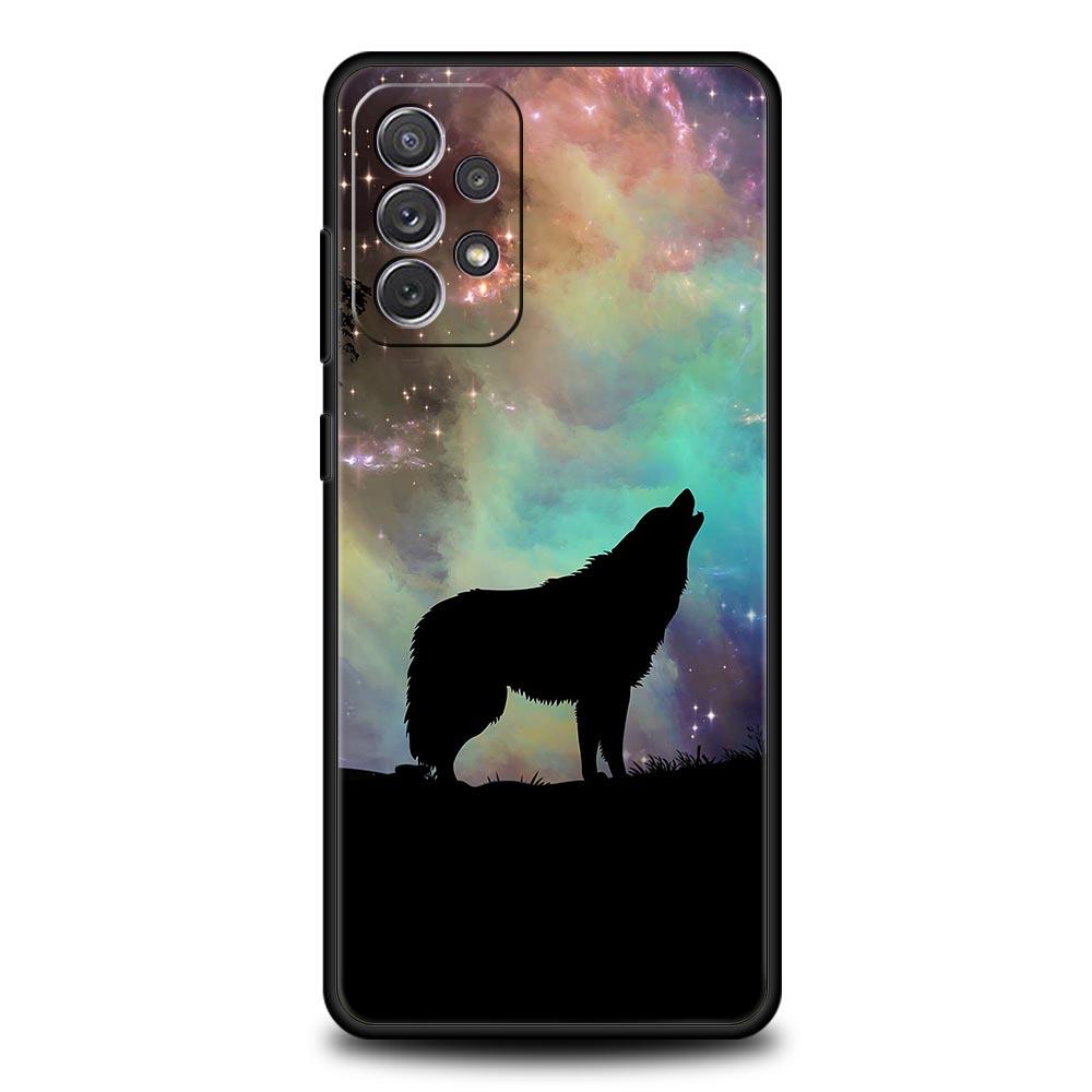 Phone Case for Samsung Galaxy A13 A15 A17 A07 A21S A22 A23 A25 A31 A73 A32 A52 A52S A41 5G Soft TPU Shell Moon Roaring Wolf Bags Samsung A22 5G