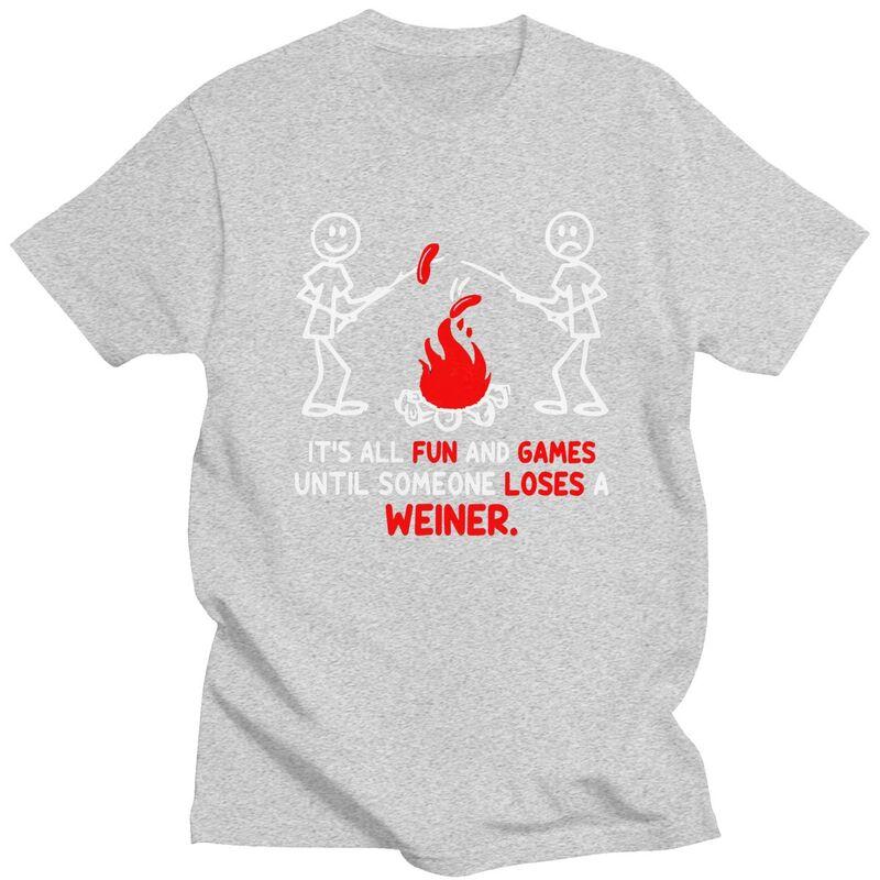 T-shirts Drôles Personnalisés Feu de Camp et Saucisse Citation pour Hommes 100% Coton T-shirts Aventure Camping T-shirts Manches Courtes Mode T-shirt