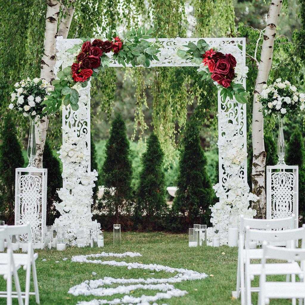 Wedding Arch Flowers Artificial Burgundy Wedding Flowers for Wedding Welcome Signs Decorations Pink