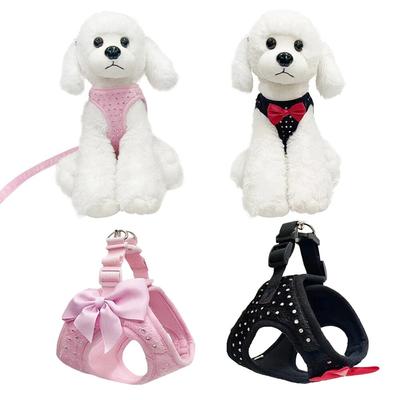 Hundegeschirr für kleine Hunde und Katzen, Diamant-Haustier-Brustweste, Leine, verstellbar, atmungsaktiv, Haustiergeschirr, Leine, Hundezubehör
