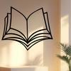 Open Book Metal Wall Art Black Iron Bookend Shelf Decor for Home Library Office