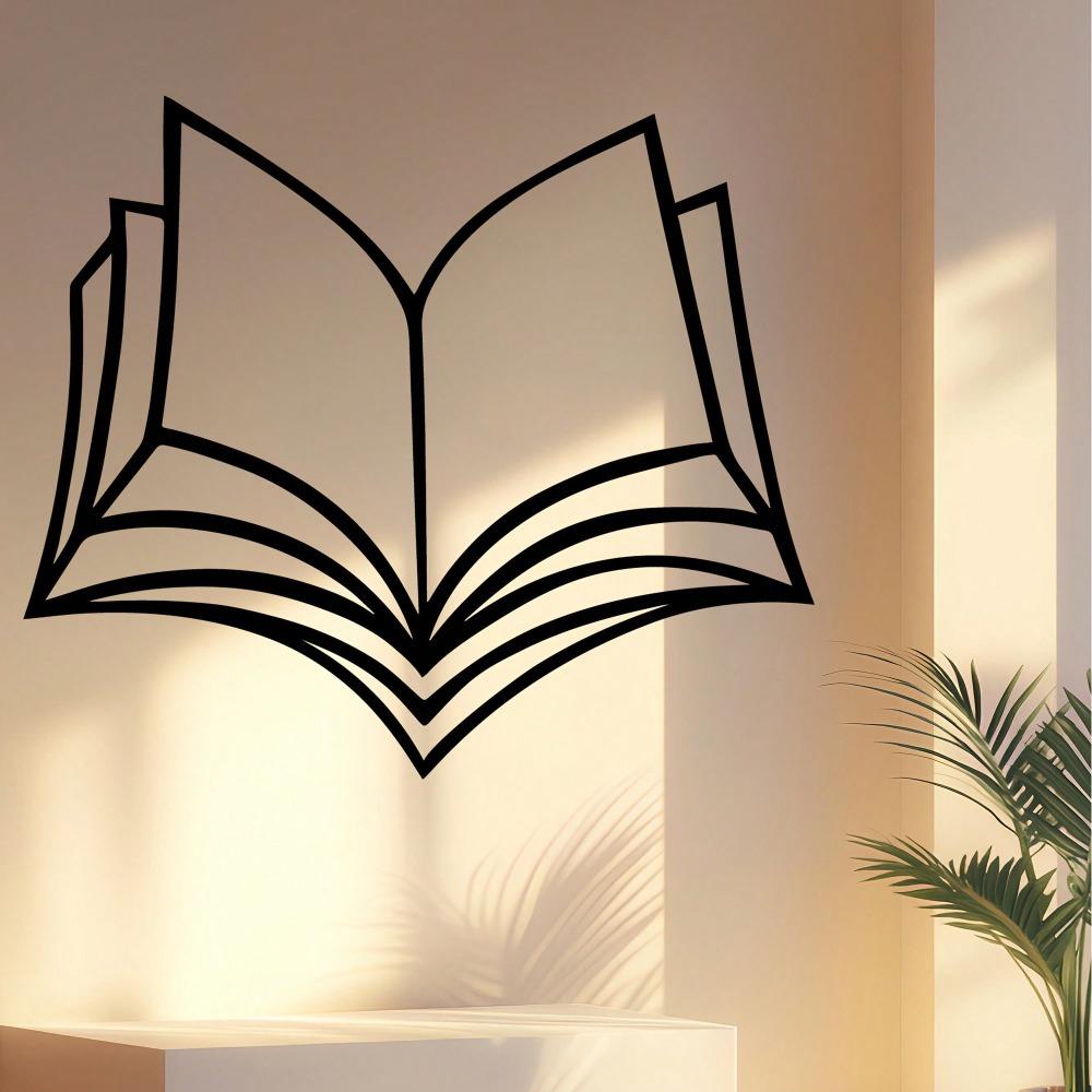 Open Book Metal Wall Art Black Iron Bookend Shelf Decor for Home Library Office