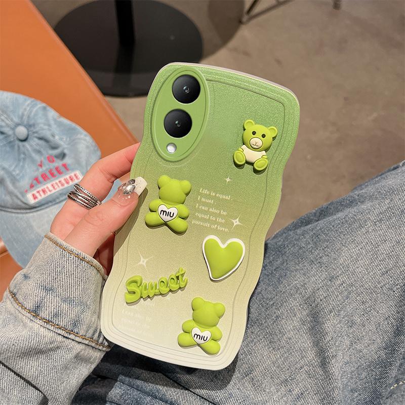 Pentru Vivo Y17S Y 17S V2310 Carcasă din silicon moale Husă din spate valuri 3D stereoscopică Husă pentru telefon cu urs drăguț