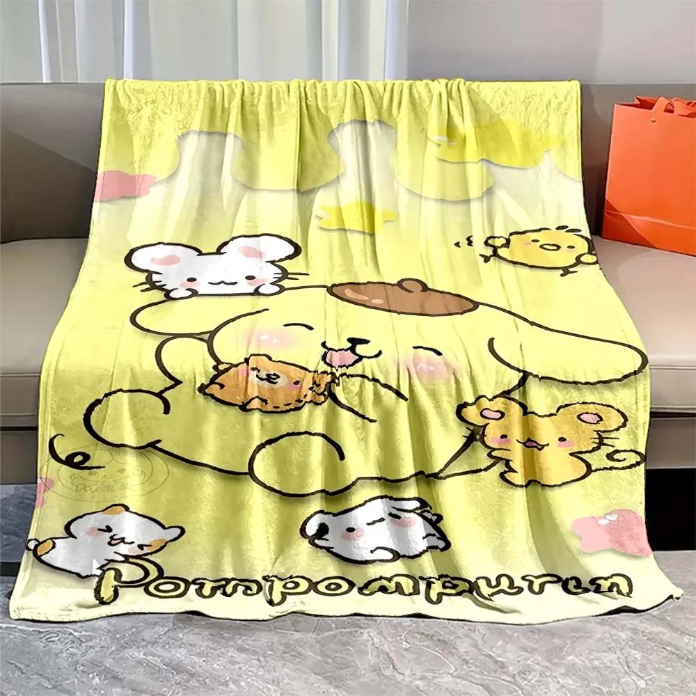 Pom Pom Purin Printed Blanket Kawaii Dog Cartoon Flannel Fluffy Soft Blanket for Adult Plush Sofa  Picnic Beach Towel