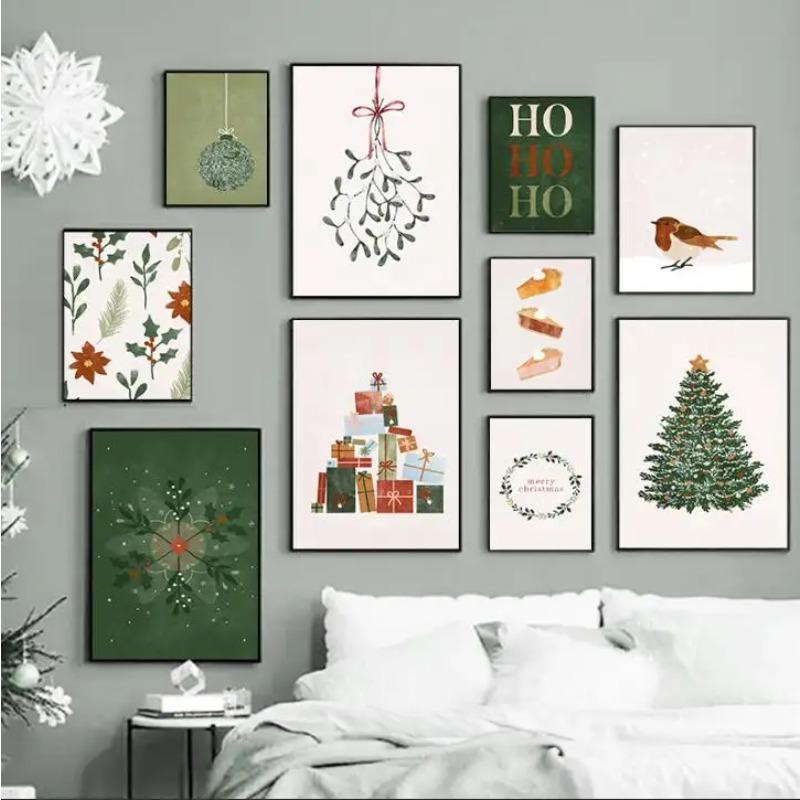 Einfaches nordisches Retro-amerikanisches Weihnachtsgeschenk Ahornblatt-Aquarell-Kunstplakat, dekoratives Gemälde