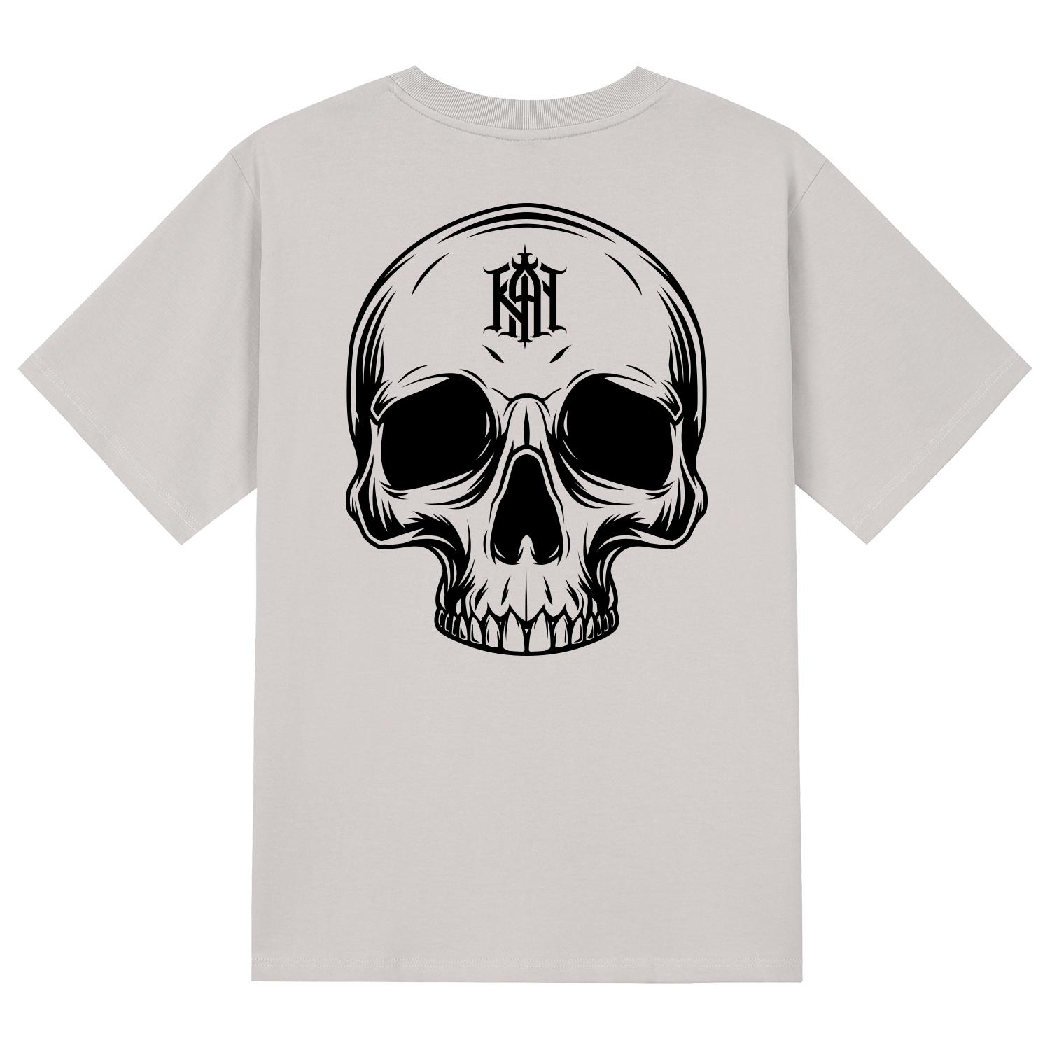 Khan 6312 Ktc0180 Custom Skull Short Sleeve T-Shirt - Beige Beige/L