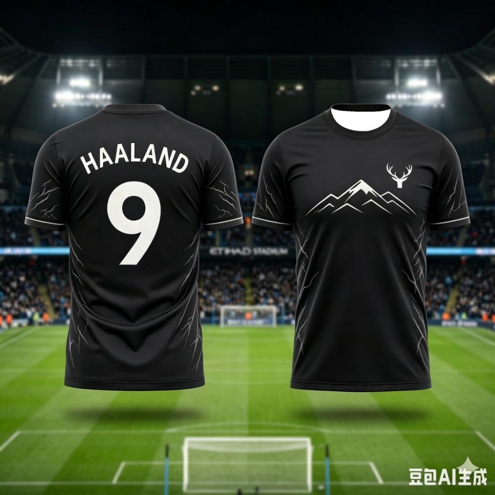 Maglia da Calcio da Uomo per Famiglia Haaland #9 con Motivo Cervo Montagna Fulmine Asciugatura Rapida Traspirante T-shirt da Allenamento Calcio per Tifosi