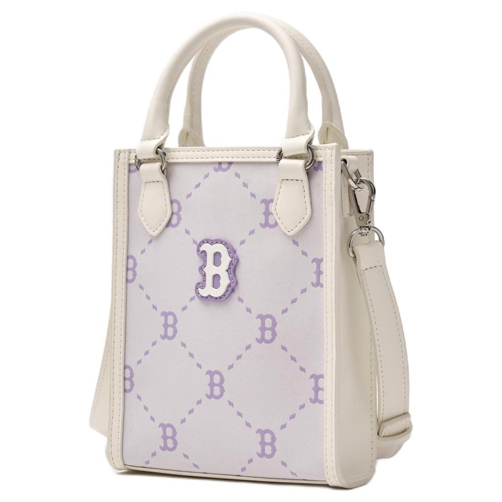 MLB Boston Red Sox Polyester Tote Bag, Shopping Bag, Handbag Mini Women's Purple & Gray 7ACRMD35N-43IVS