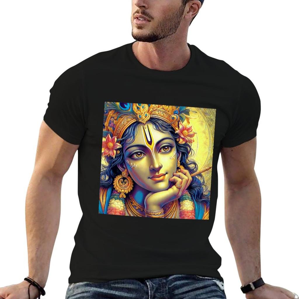 Lord Krishna Divine Face Tshirt Lightweight Casual Summer Tshirt