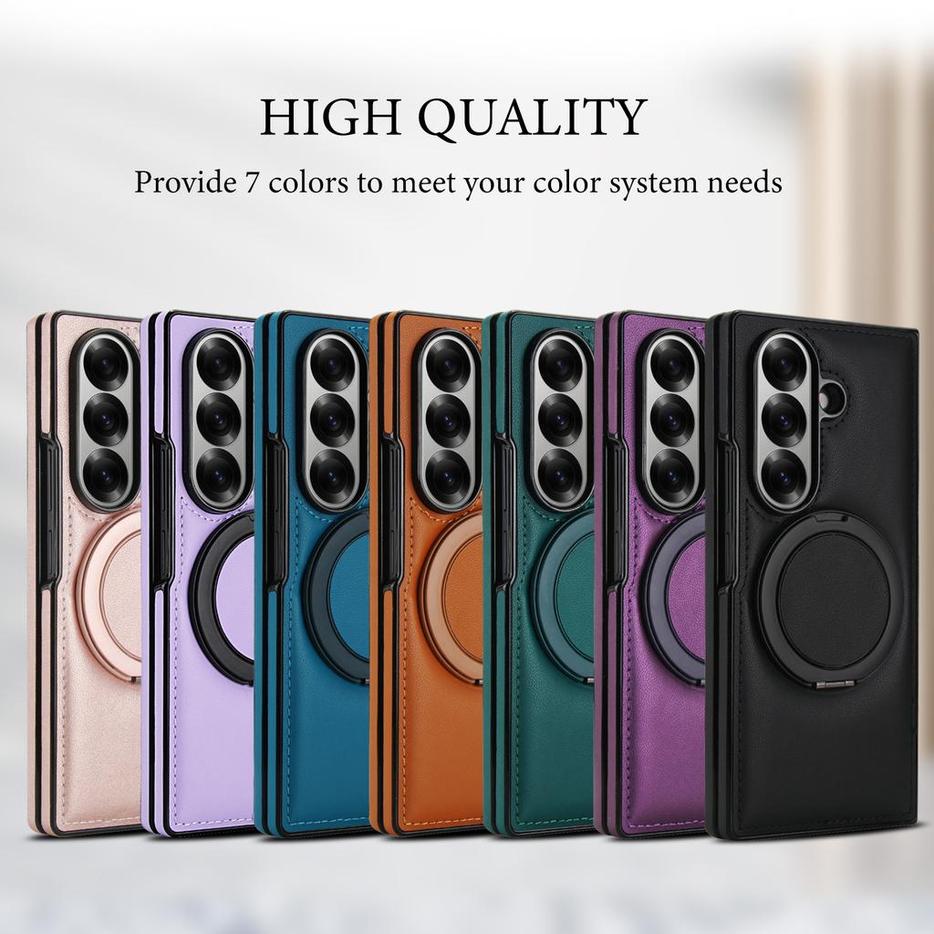 For Magsafe Wireless Charging Case For Samsung Galaxy Z Fold 7 Fold 6 5 4 3 Magnetic Rotating Stand Cover Tempered Glass Film