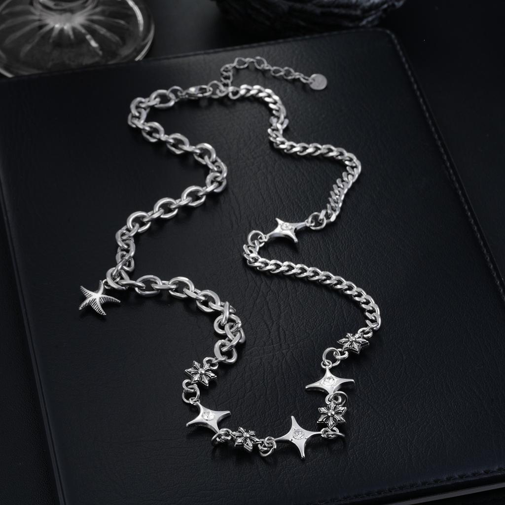 Zircon Star Men's Necklace, Niche Minimalist Design Jewelry, Women's Fashionable Versatile Light Luxury High-end Accessory