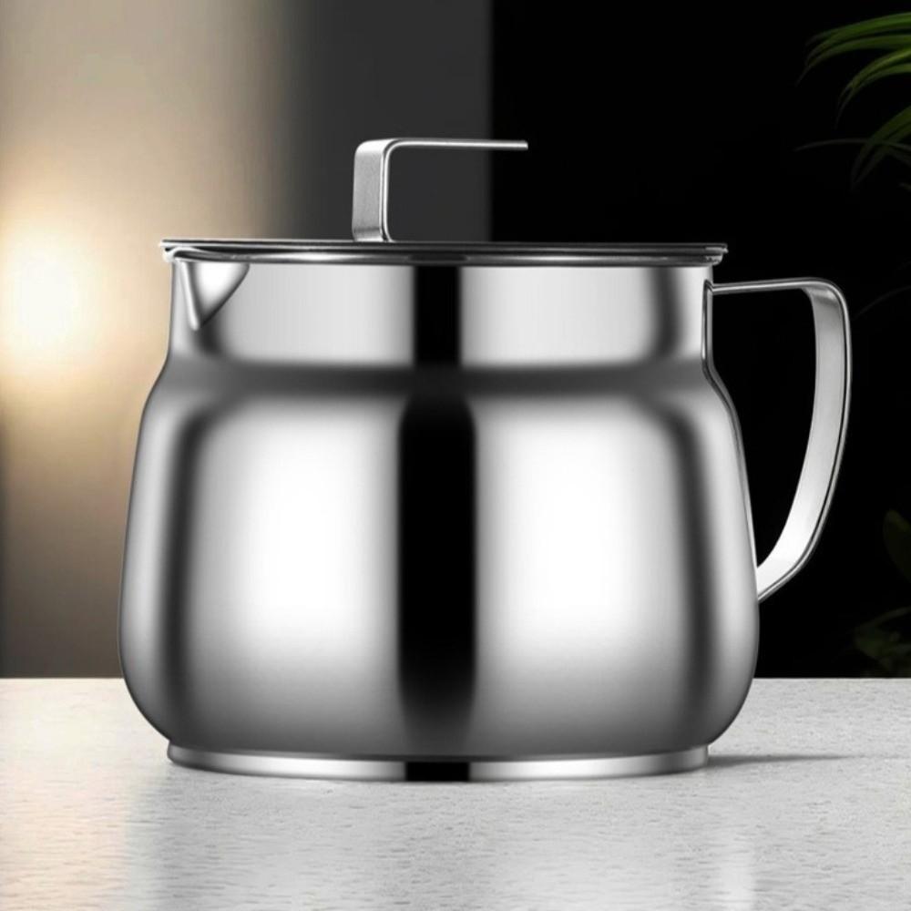 Leakproof Stainless Steel Oil Kettle with Strainer Grease Container  Fats Filtering