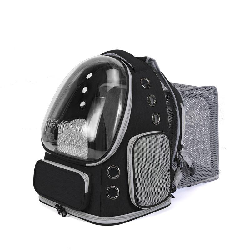 Spacious Expandable Pet Backpack Carrier with Dual Shoulder Straps Top Handle All-Season Design for Comfortable Travel