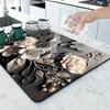 Luxury Floral Diatomite Drying Mat Non-Slip Quick-Dry Absorbent Sink & Dish Drying Rack Mat Suitable, Bathroom, Coffee Machine, Bathtub - Drain Cover