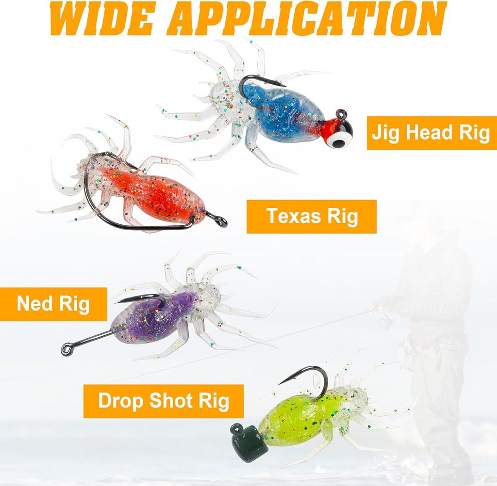 Sandwich Ragno Esca Morbida PVC+TPR Esche da Pesca 1.3g Esche Finte Esche Bioniche 5 Colori