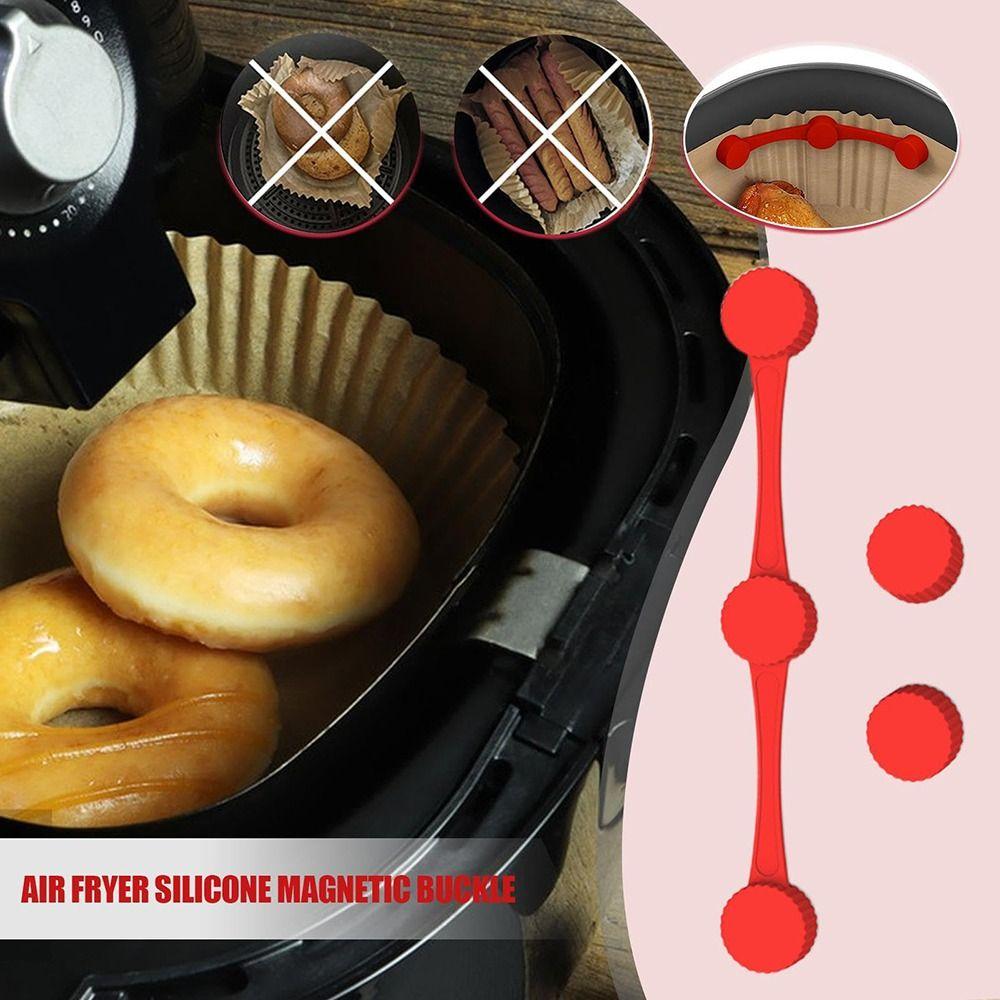 1pc Reusable Air Fryer Magnet Silicone Buckle Non-Scratch Paper Holder  Lock Disposable Liners