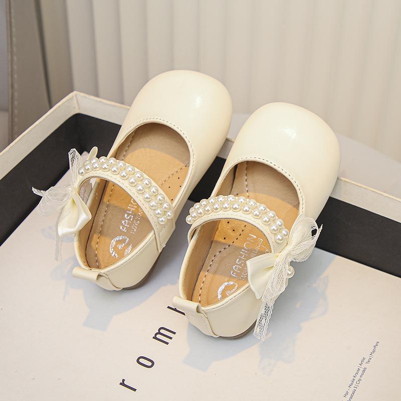 Chaussures Mary Jane en cuir pour filles: Chaussures de princesse à nœud, semelle souple, perles - Printemps/Automne 2026