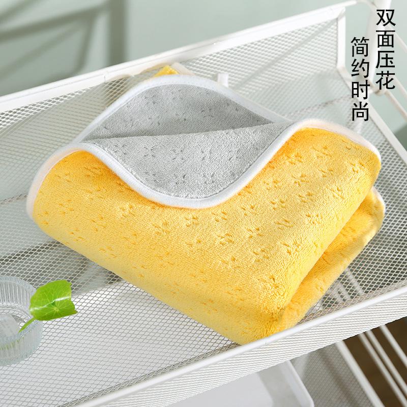 Towel Customized coral fleece two-color absorbent hand towel does not shed hair, face towel household towel direct supply