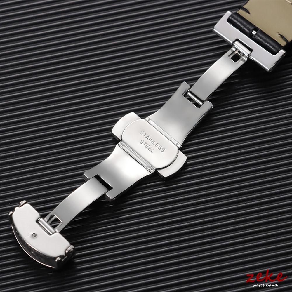 12/14/16/18/20/22mm Genuine Calfskin Watch Strap Casual Business Leather Watchband for Men Wristwatch Band with Butterfly Buckle