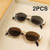 2PCS  Vintage Punk Style Sunglasses  Retro Round Metal Frame Women Sun Glasses Fashion Eyewear
