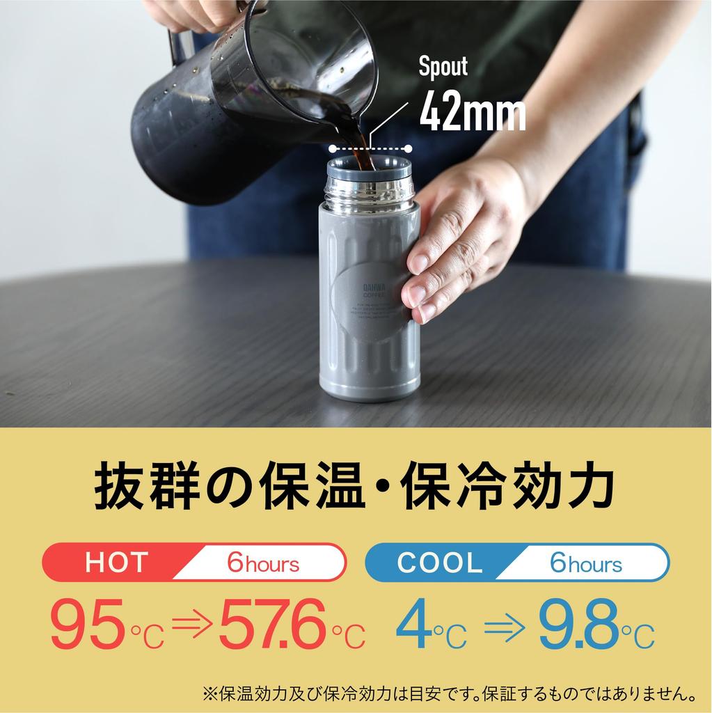QAHWA Coffee Bottle 200ml Greige Direct Drinking Vacuum Insulated Double Layer Teflon Coating On the Inside Enjoy the Taste and Aroma of Coffee QAHWA